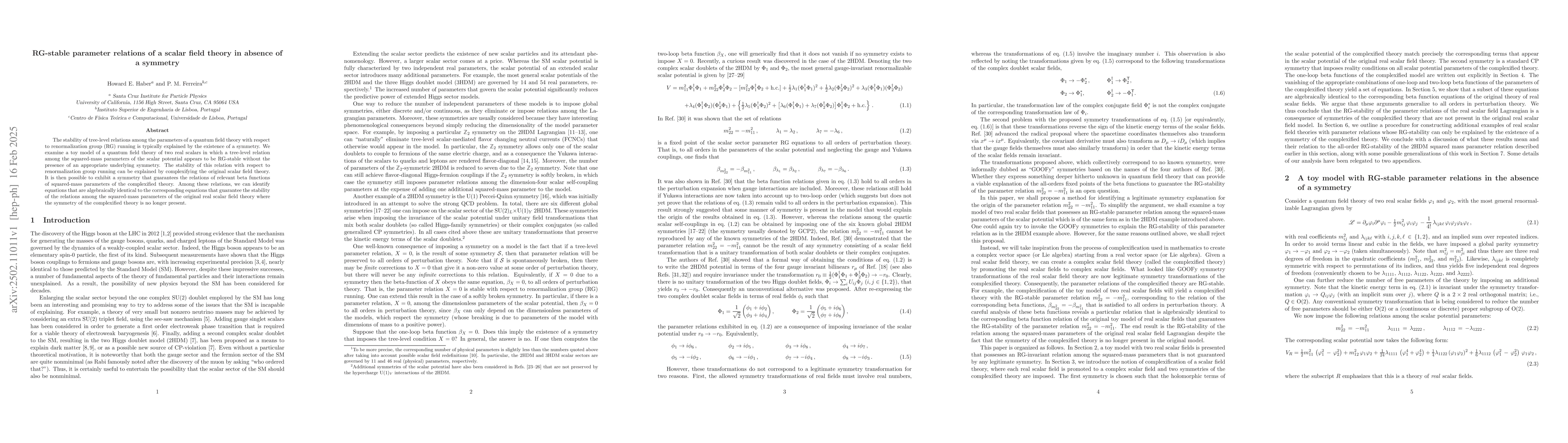 Thumbnail for RG-stable parameter relations of a scalar field theory in absence of a
  symmetry