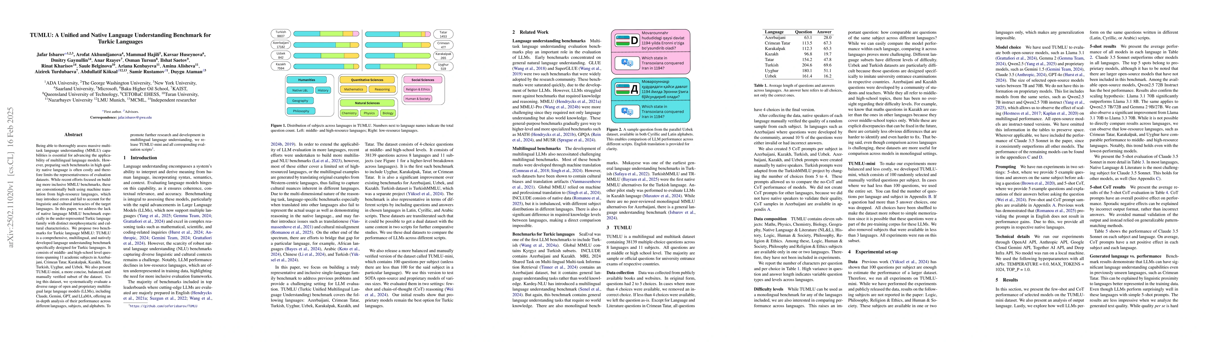Thumbnail for TUMLU: A Unified and Native Language Understanding Benchmark for Turkic
  Languages