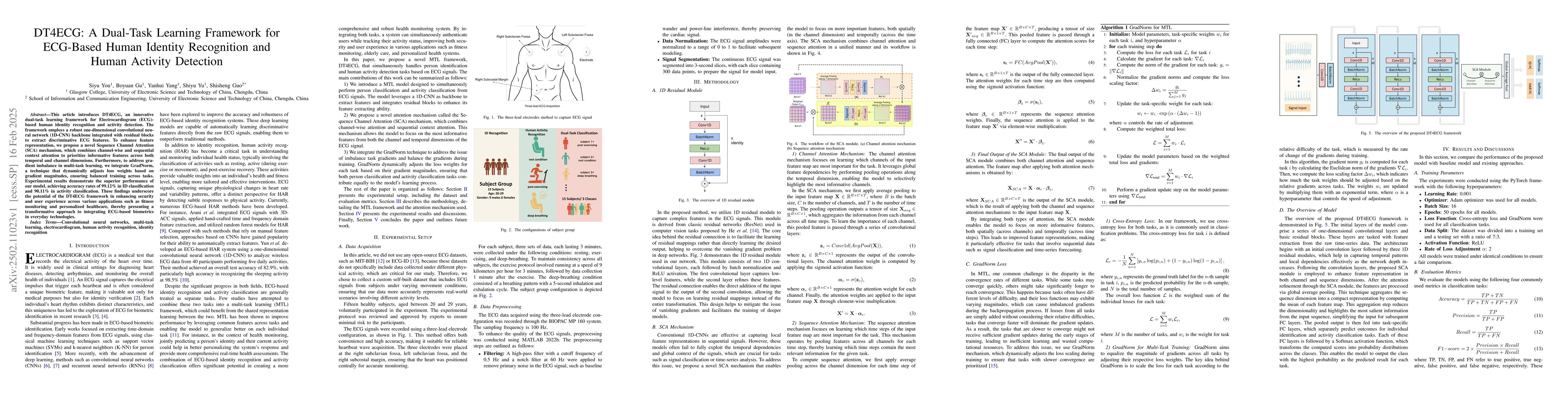 Thumbnail for DT4ECG: A Dual-Task Learning Framework for ECG-Based Human Identity
  Recognition and Human Activity Detection
