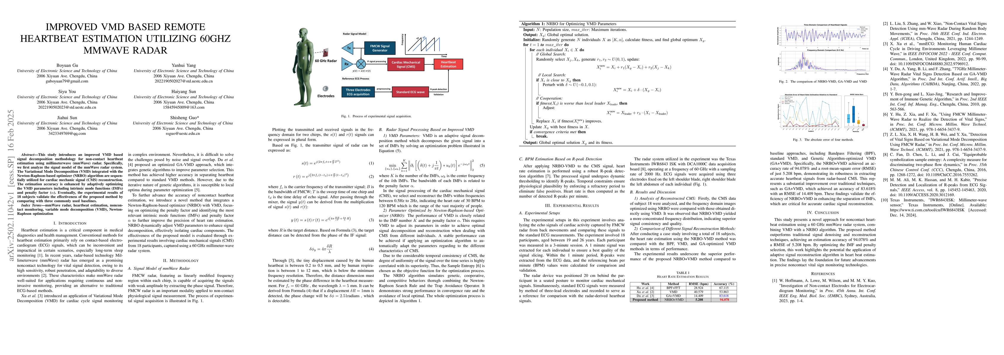 Thumbnail for Improved VMD Based Remote Heartbeat Estimation Utilizing 60GHz mmWave
  Radar