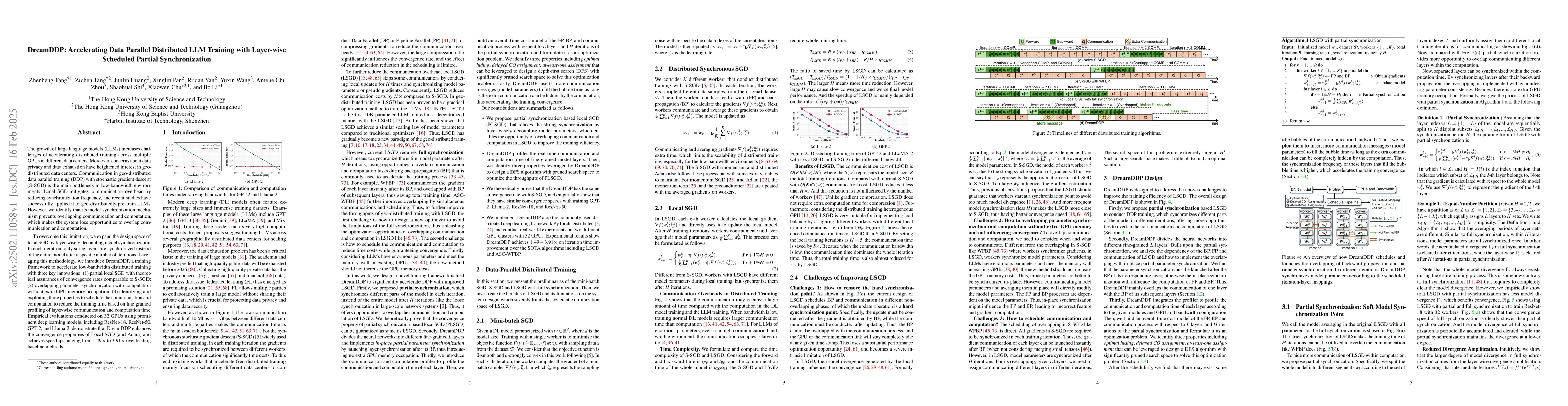 Thumbnail for DreamDDP: Accelerating Data Parallel Distributed LLM Training with
  Layer-wise Scheduled Partial Synchronization