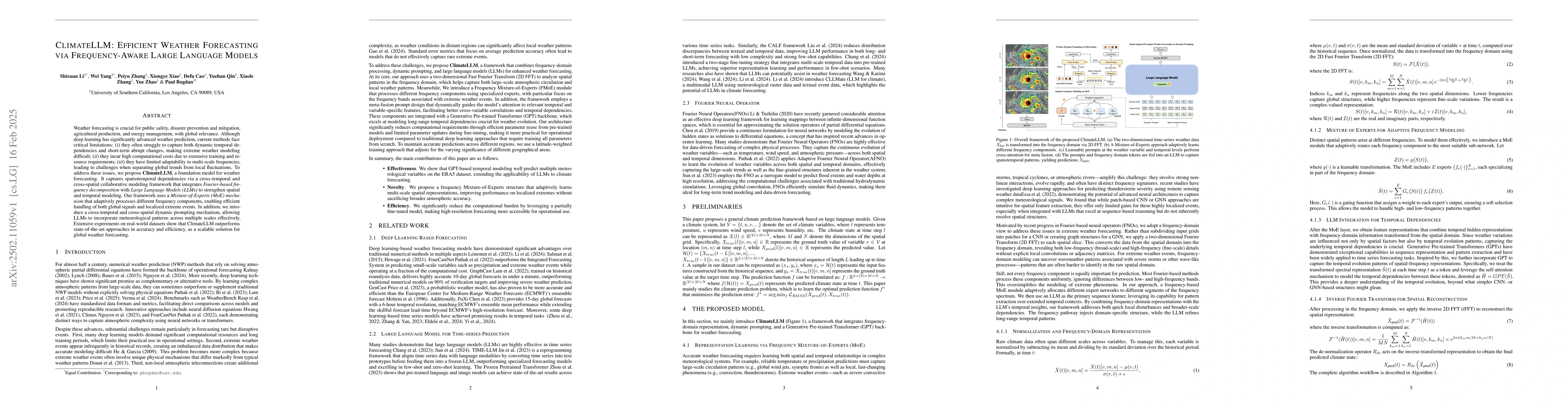 Thumbnail for ClimateLLM: Efficient Weather Forecasting via Frequency-Aware Large
  Language Models