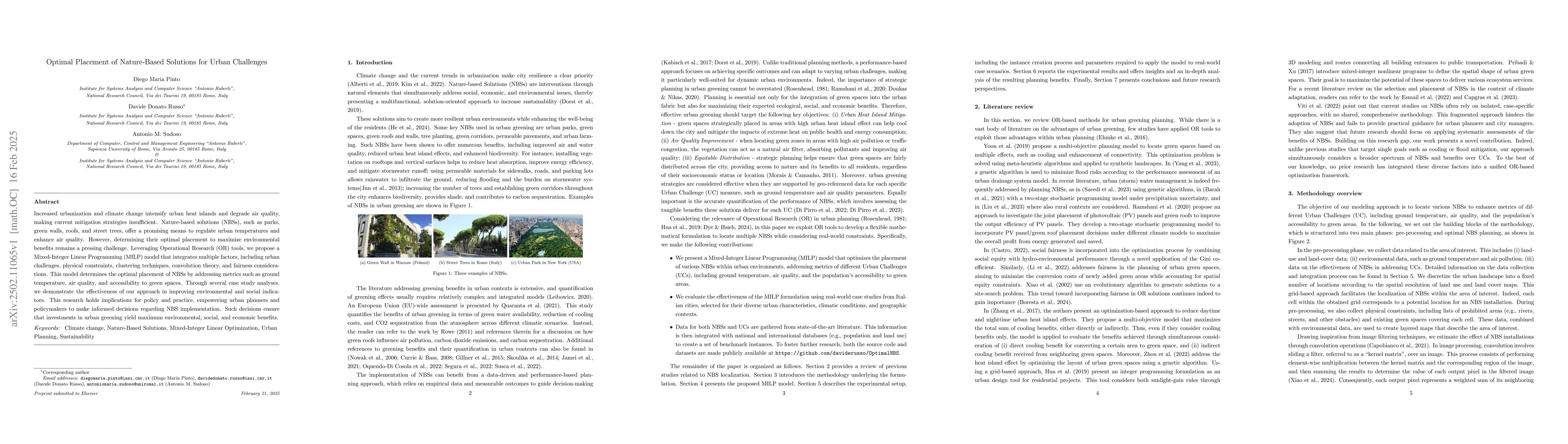 Thumbnail for Optimal Placement of Nature-Based Solutions for Urban Challenges