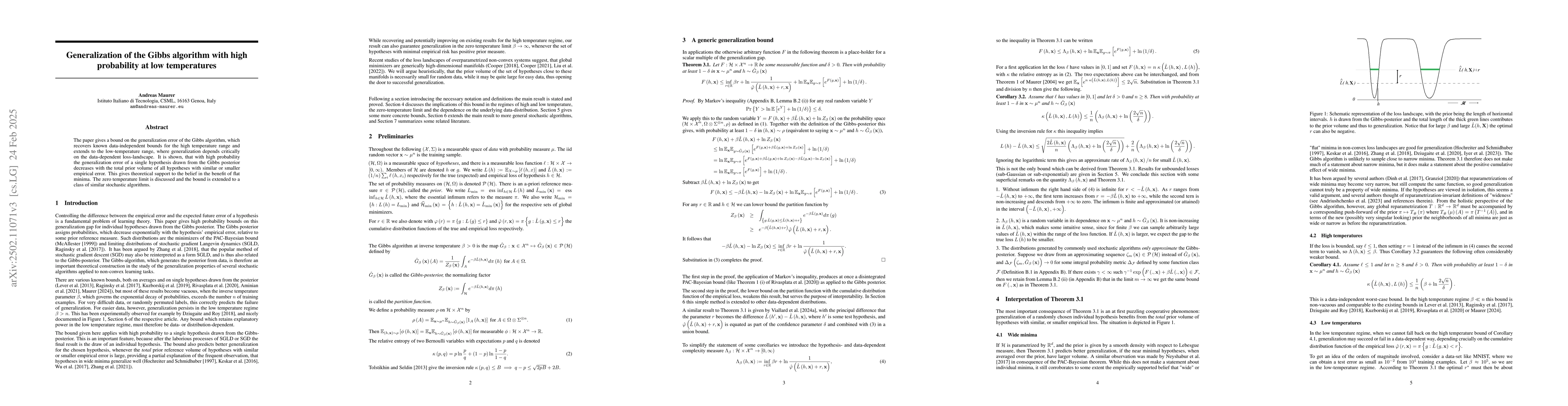 Thumbnail for Generalization of the Gibbs algorithm with high probability at low
  temperatures