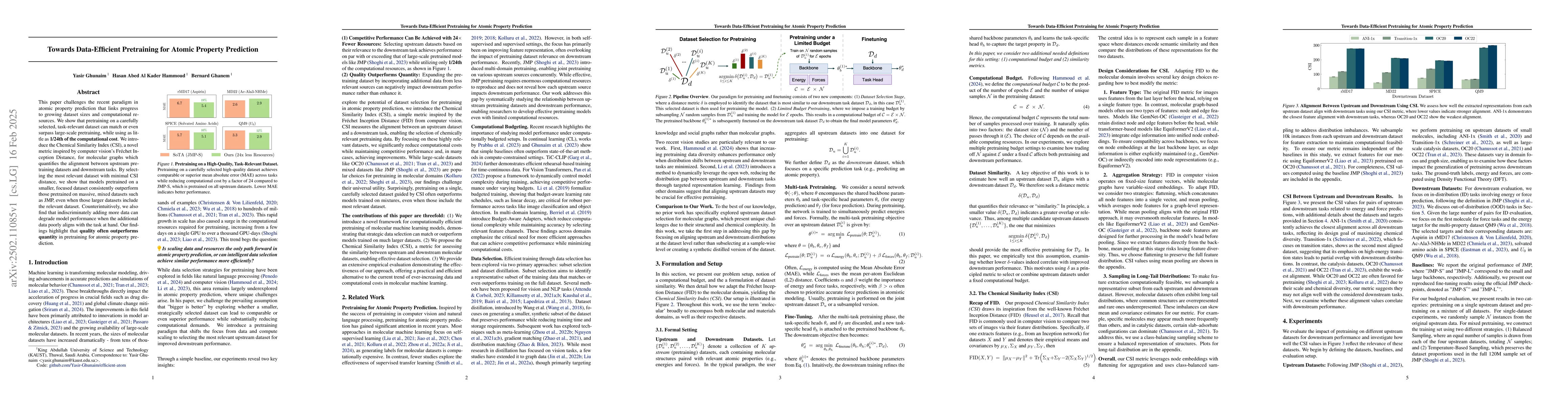 Thumbnail for Towards Data-Efficient Pretraining for Atomic Property Prediction