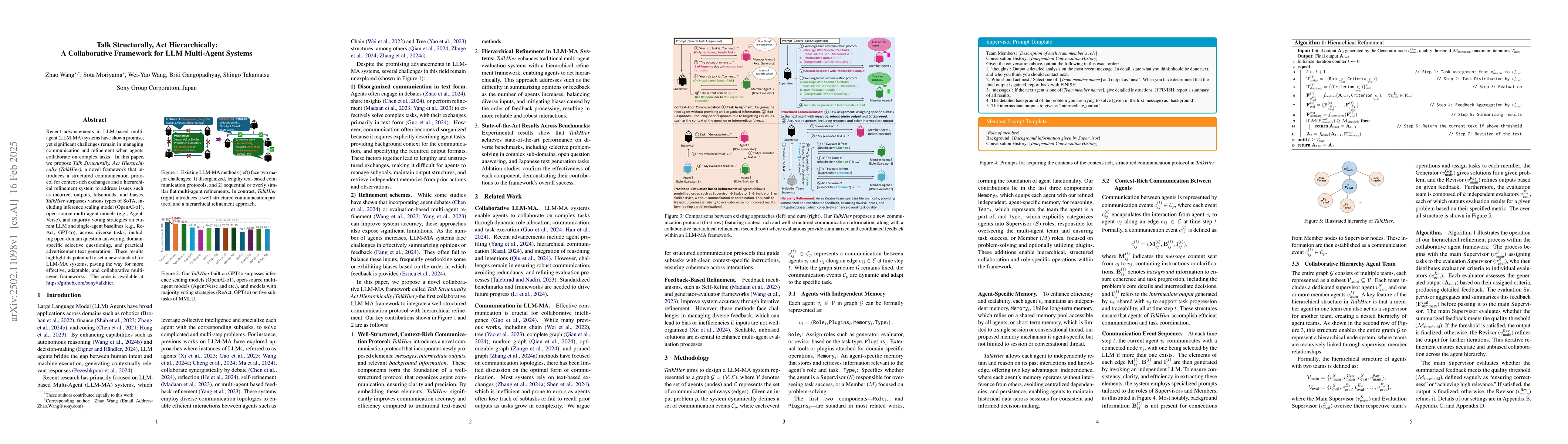 Thumbnail for Talk Structurally, Act Hierarchically: A Collaborative Framework for LLM
  Multi-Agent Systems