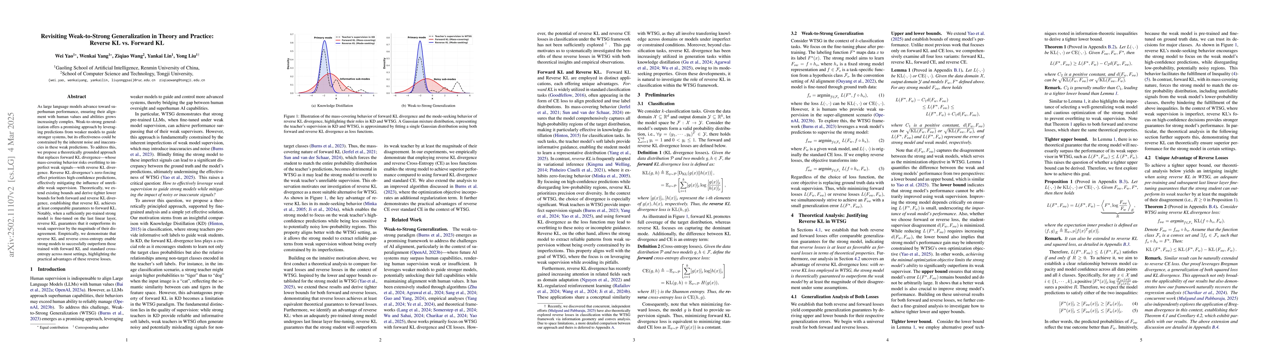 Thumbnail for Revisiting Weak-to-Strong Generalization in Theory and Practice: Reverse
  KL vs. Forward KL