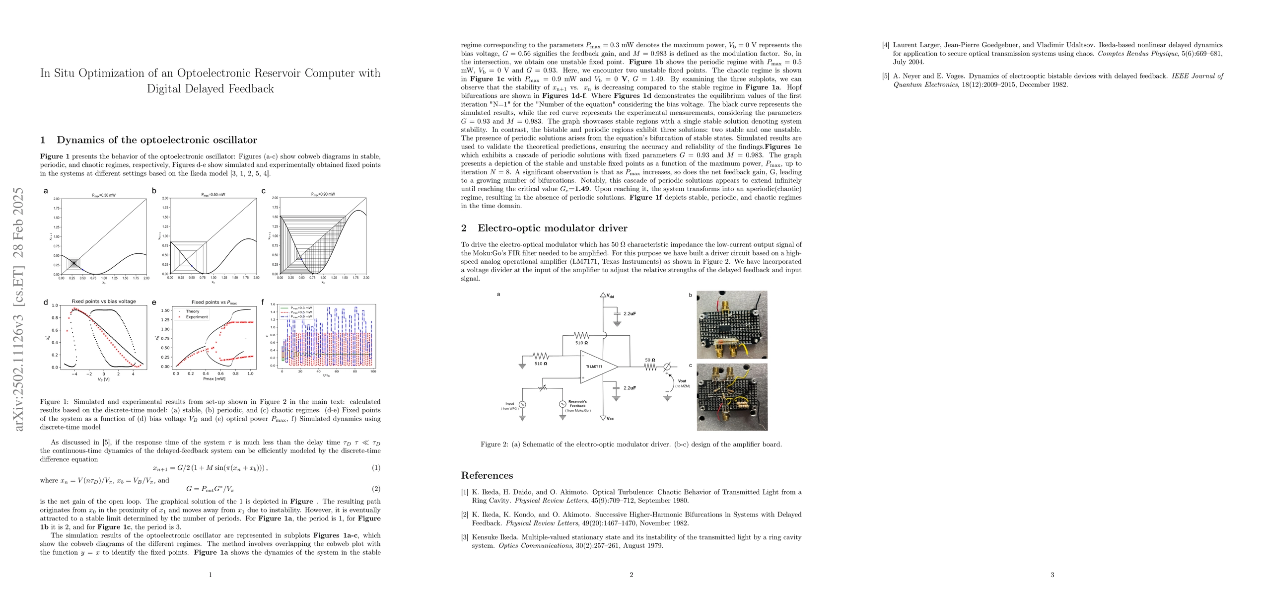 Thumbnail for In Situ Optimization of an Optoelectronic Reservoir Computer with
  Digital Delayed Feedback
