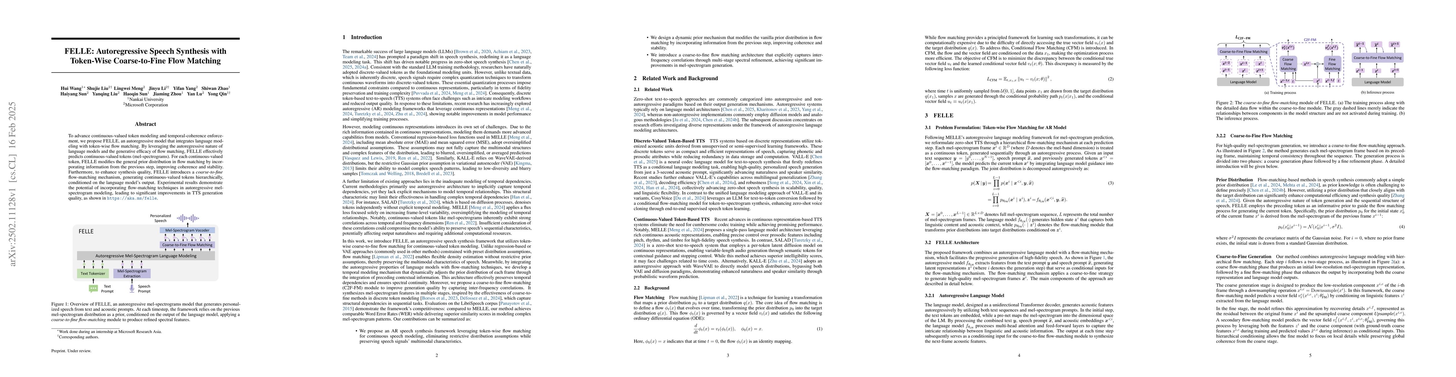 Thumbnail for FELLE: Autoregressive Speech Synthesis with Token-Wise Coarse-to-Fine
  Flow Matching