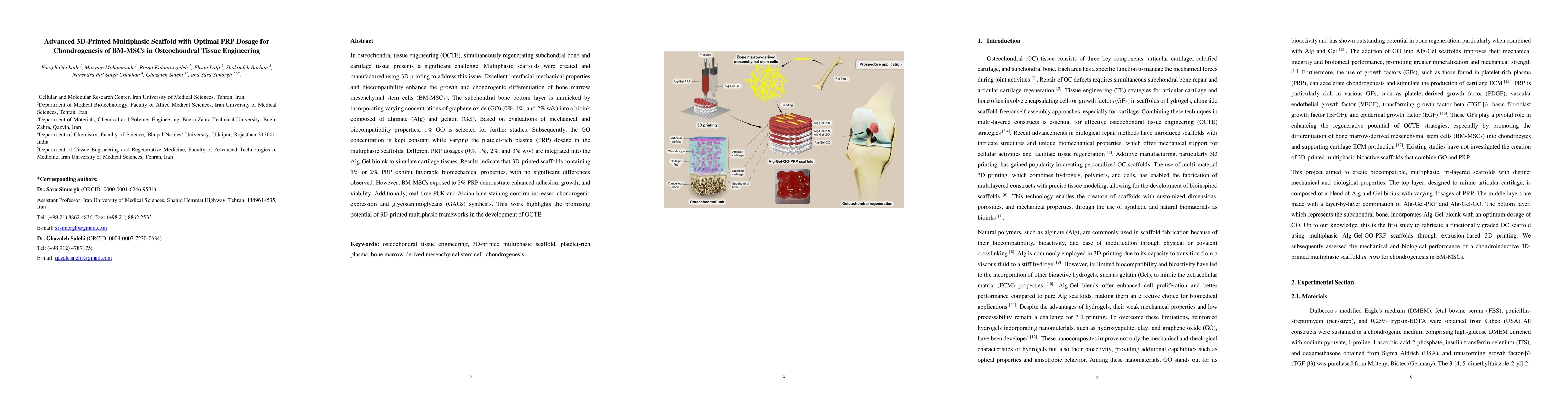 Thumbnail for Advanced 3D-Printed Multiphasic Scaffold with Optimal PRP Dosage for
  Chondrogenesis of BM-MSCs in Osteochondral Tissue Engineering