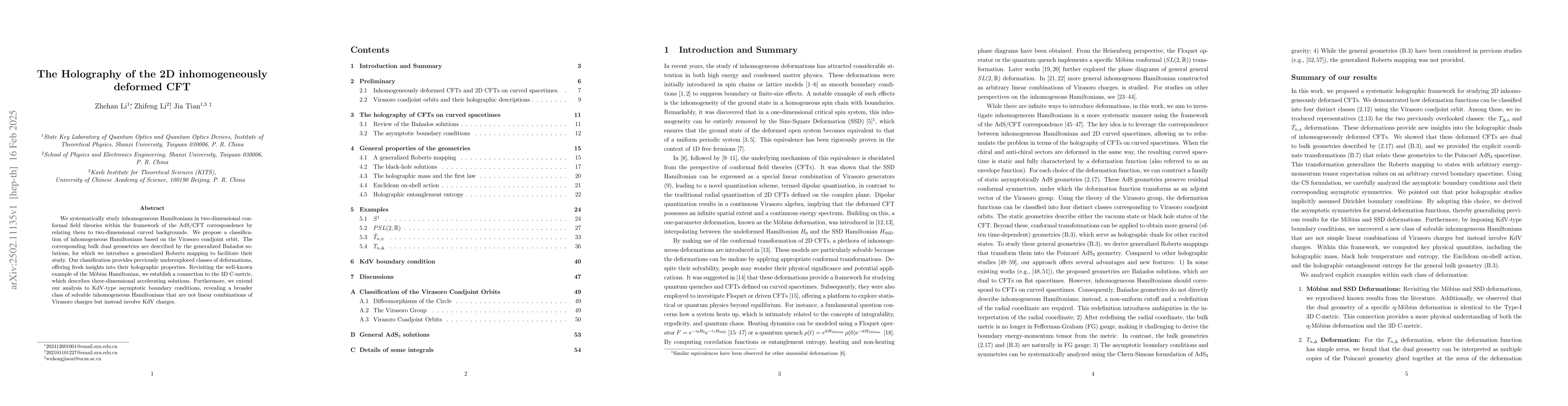 Thumbnail for The Holography of the 2D inhomogeneously deformed CFT
