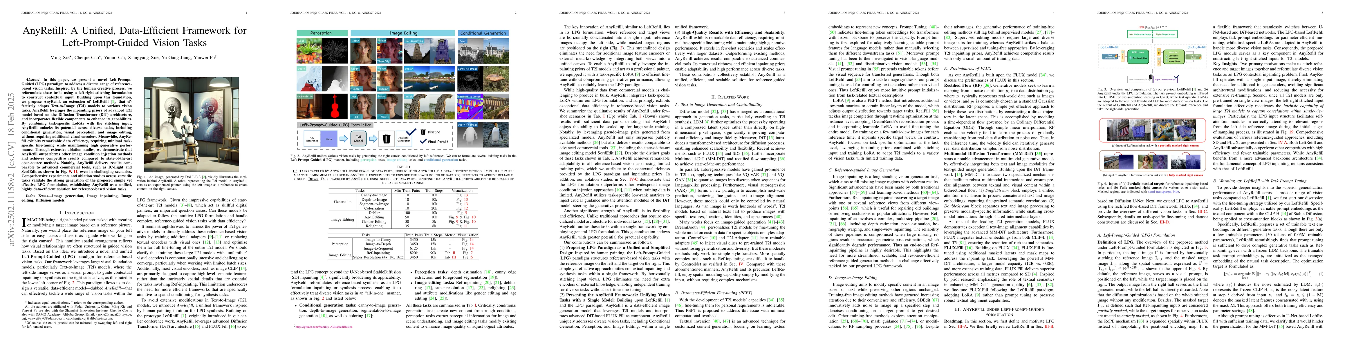 Thumbnail for AnyRefill: A Unified, Data-Efficient Framework for Left-Prompt-Guided
  Vision Tasks