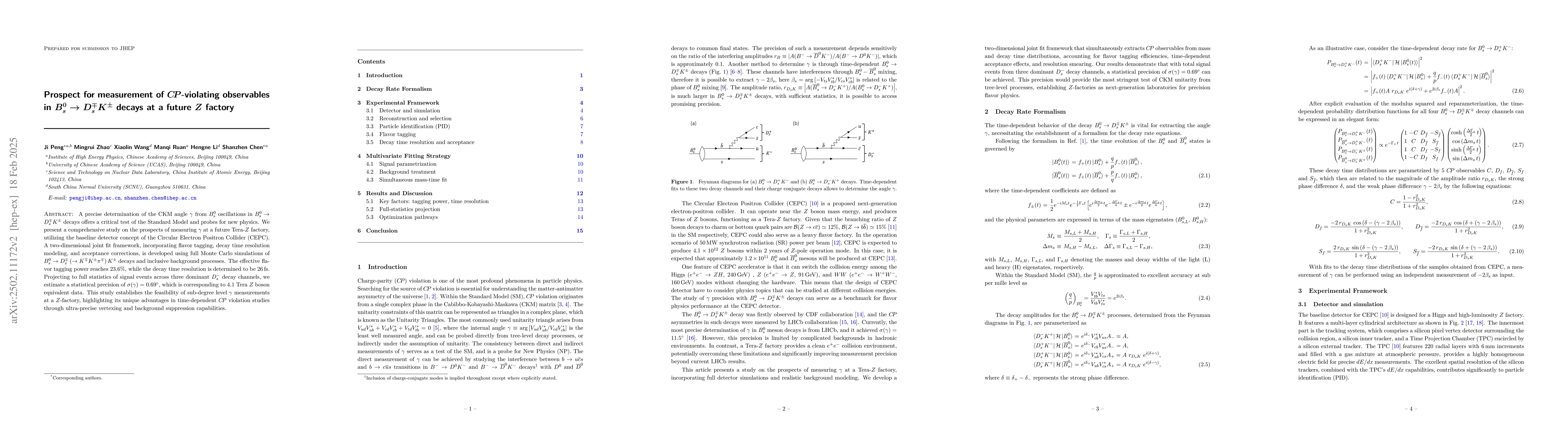 Thumbnail for Prospect for measurement of $C\!P$-violating observables in $B_s^0 \to
  D_s^{\mp} K^{\pm}$ decays at a future ${Z}$ factory