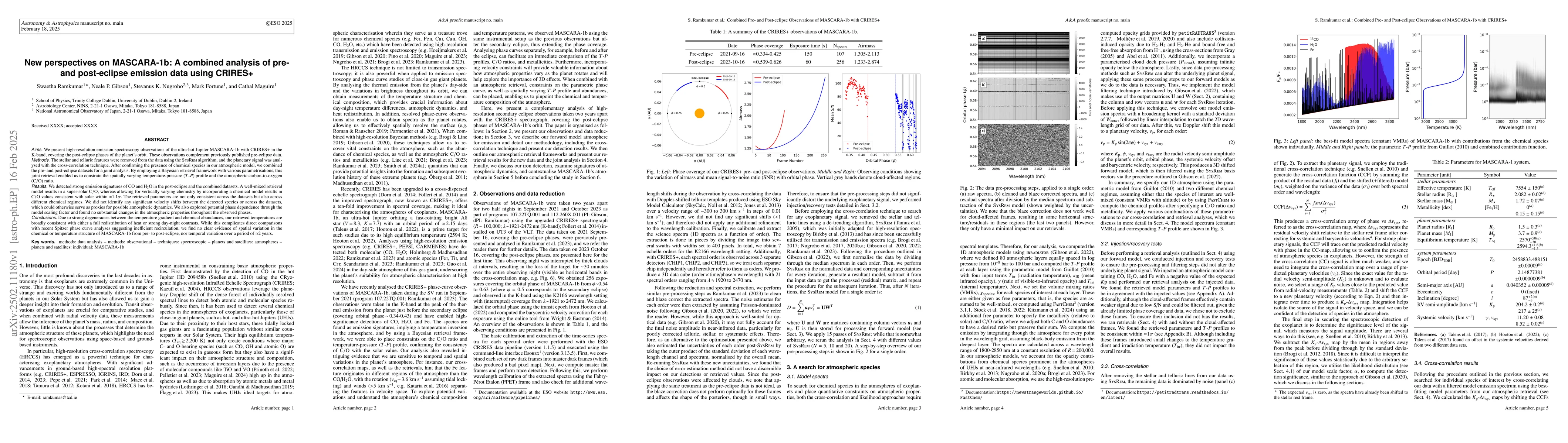 Thumbnail for New perspectives on MASCARA-1b: A combined analysis of pre- and
  post-eclipse emission data using CRIRES+