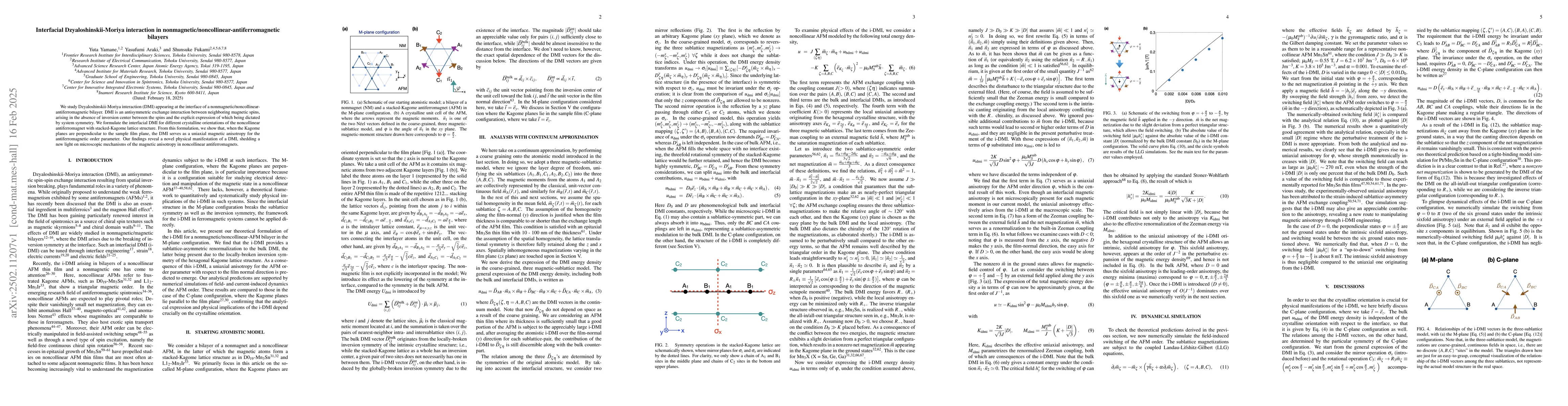 Thumbnail for Interfacial Dzyaloshinskii-Moriya interaction in
  nonmagnetic/noncollinear-antiferromagnetic bilayers