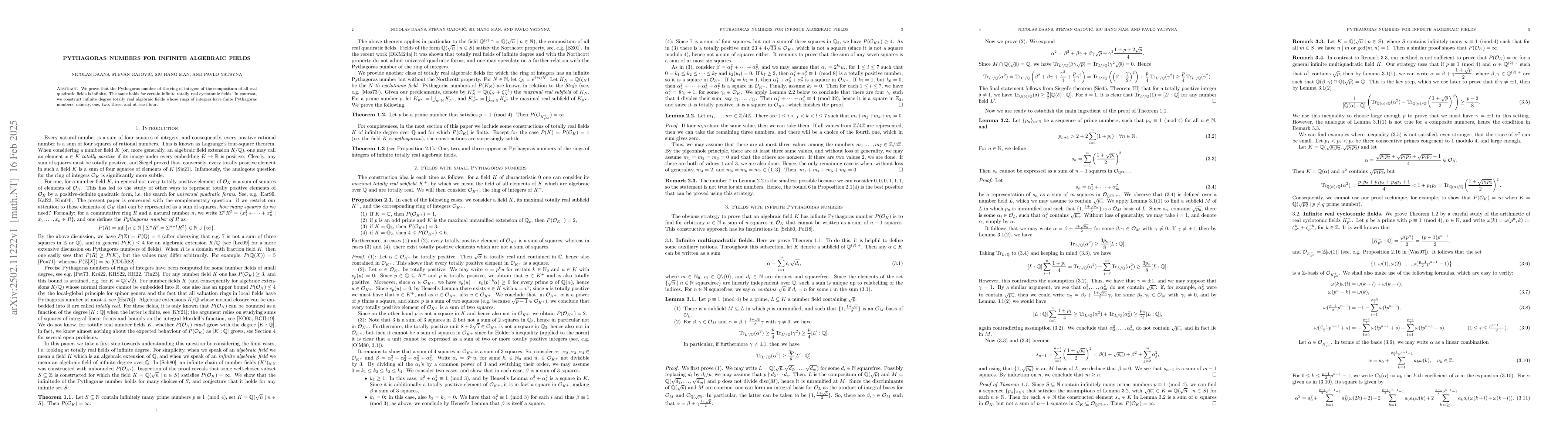 Thumbnail for Pythagoras numbers for infinite algebraic fields