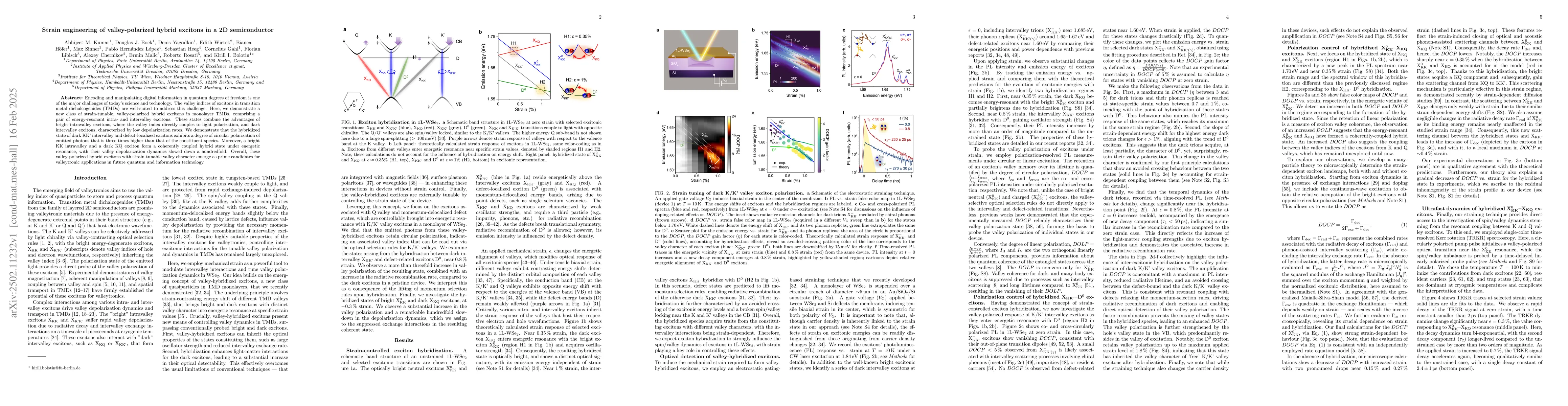 Thumbnail for Strain engineering of valley-polarized hybrid excitons in a 2D
  semiconductor