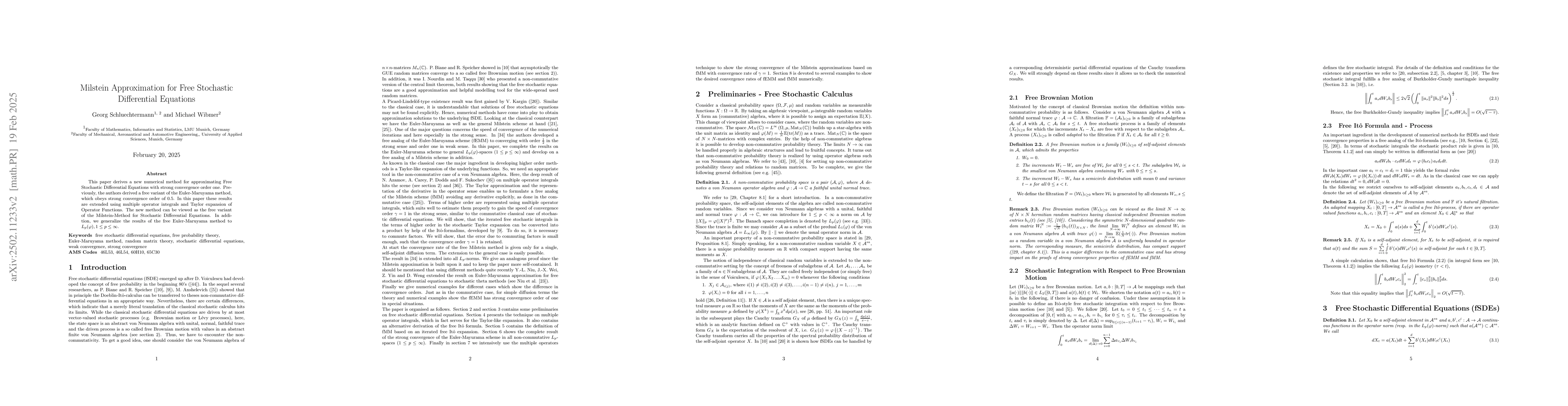 Thumbnail for Milstein Approximation for Free Stochastic Differential Equations