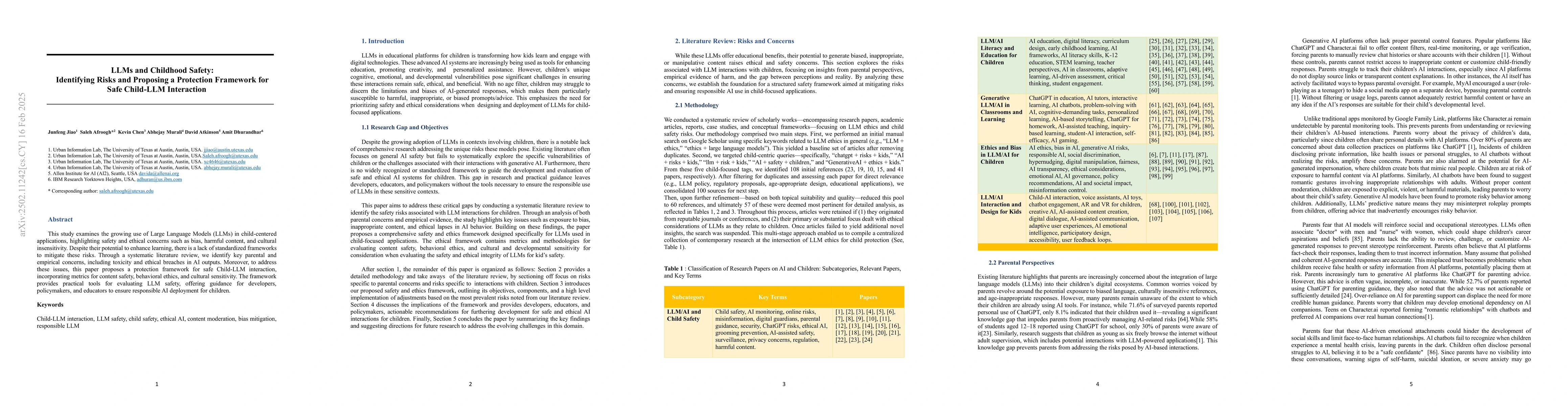 Thumbnail for LLMs and Childhood Safety: Identifying Risks and Proposing a Protection
  Framework for Safe Child-LLM Interaction