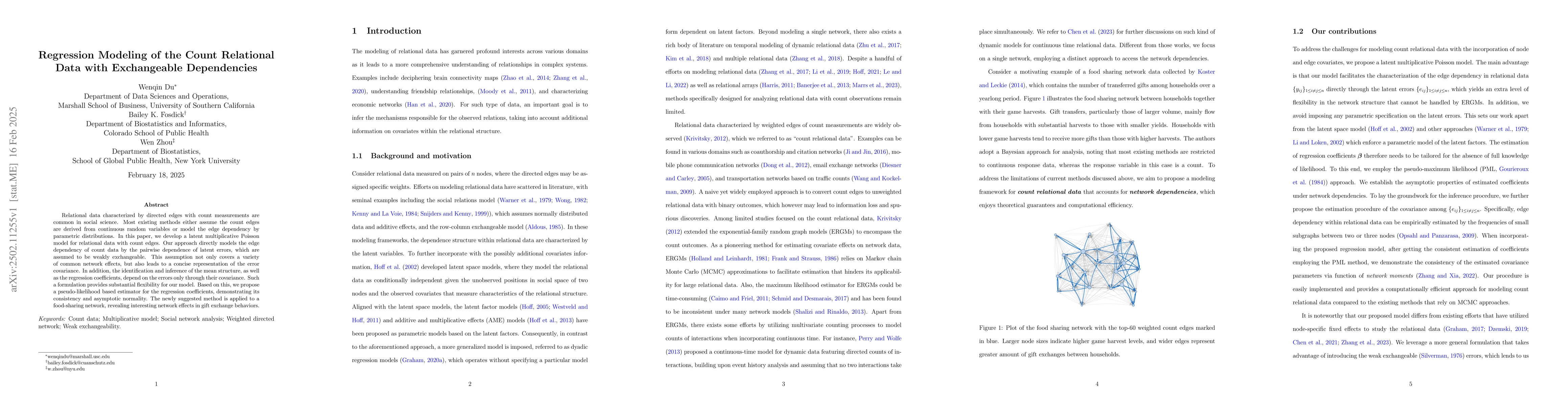 Thumbnail for Regression Modeling of the Count Relational Data with Exchangeable
  Dependencies
