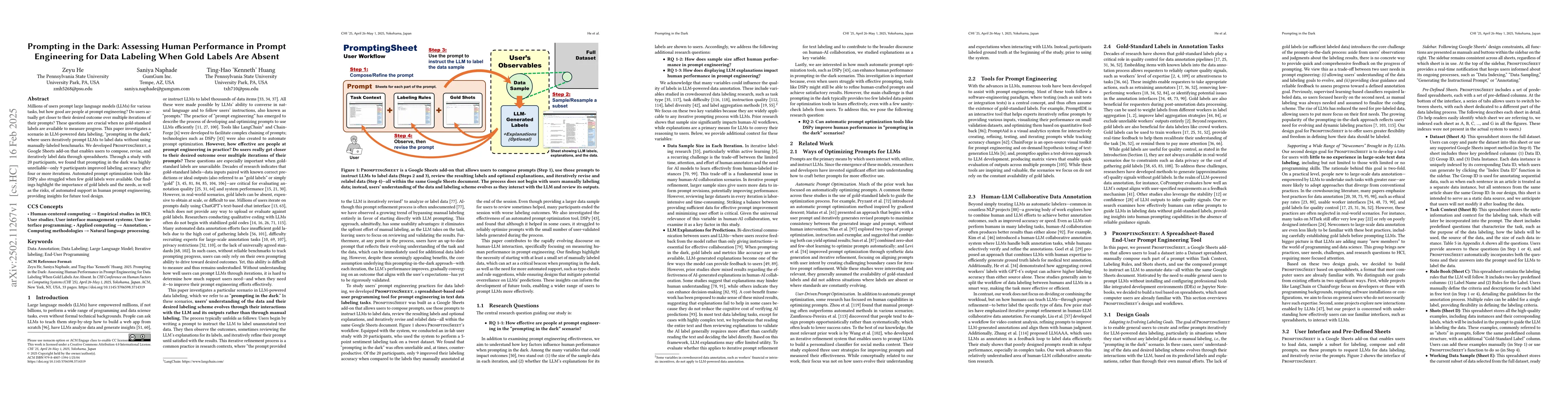 Thumbnail for Prompting in the Dark: Assessing Human Performance in Prompt Engineering
  for Data Labeling When Gold Labels Are Absent