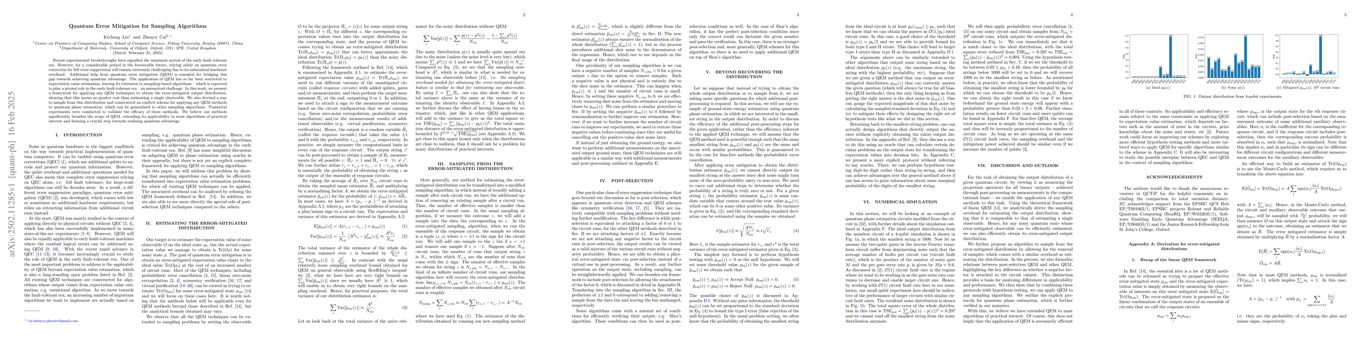 Thumbnail for Quantum Error Mitigation for Sampling Algorithms