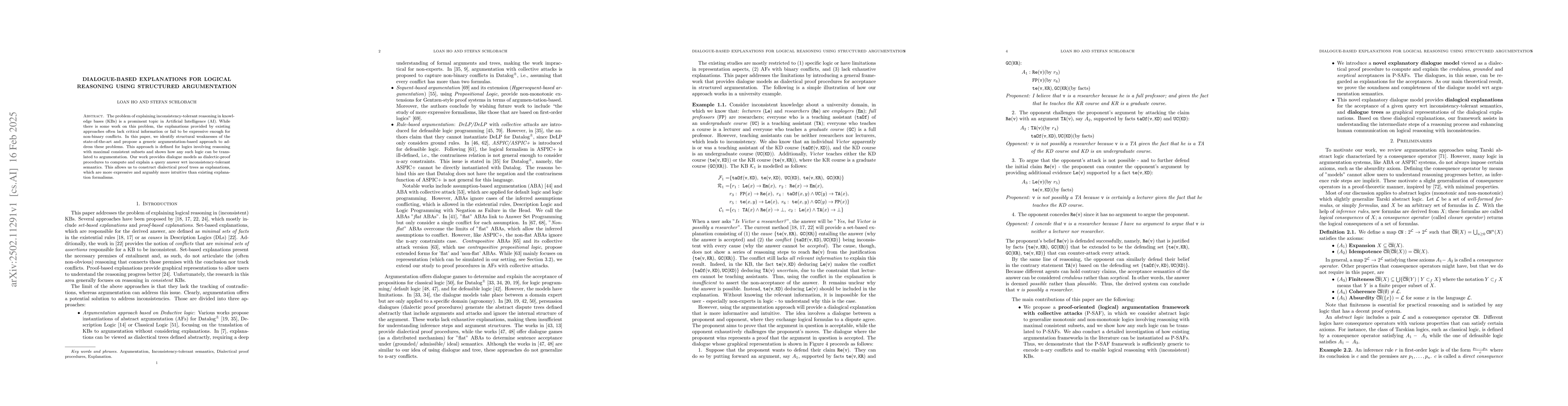 Thumbnail for Dialogue-based Explanations for Logical Reasoning using Structured
  Argumentation