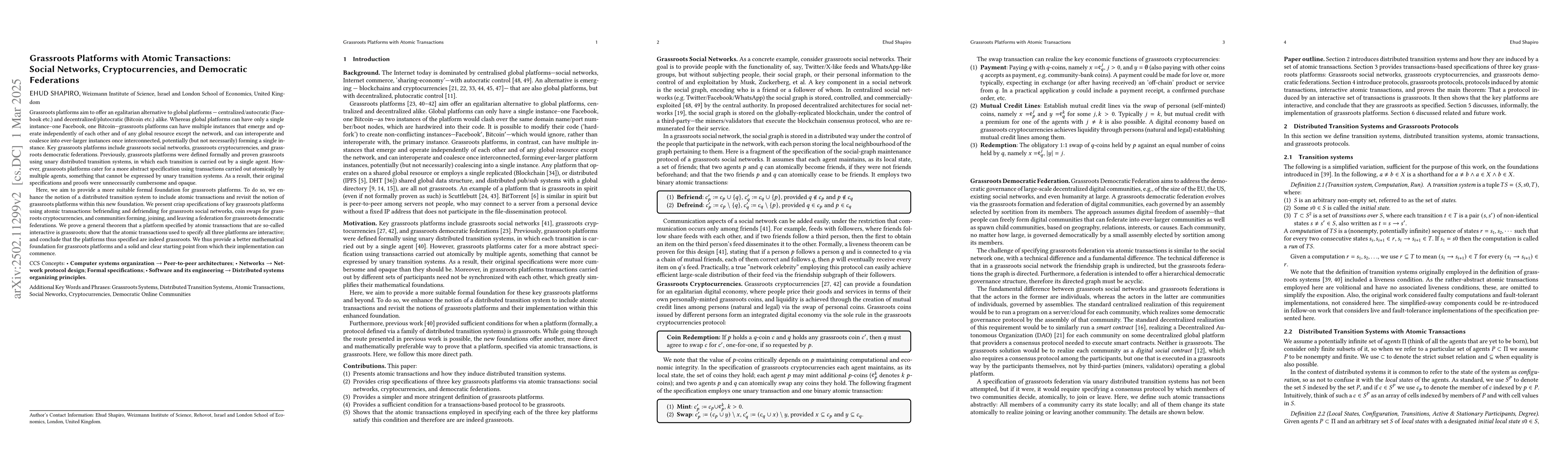 Thumbnail for Grassroots Platforms with Atomic Transactions: Social Networks,
  Cryptocurrencies, and Democratic Federations