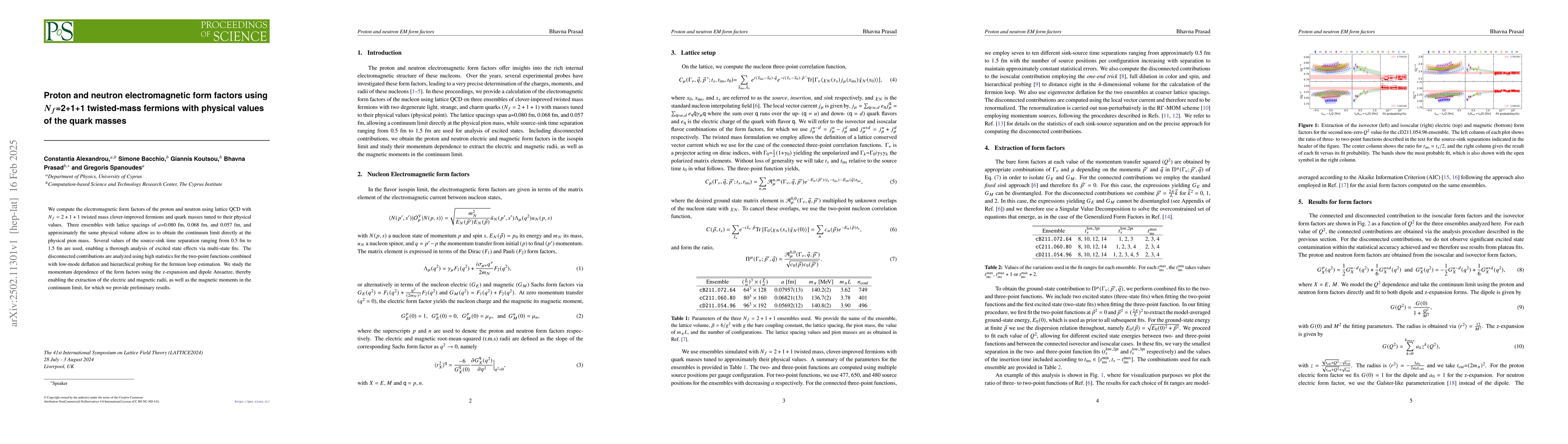 Thumbnail for Proton and neutron electromagnetic form factors using $N_f$=2+1+1
  twisted-mass fermions with physical values of the quark masses