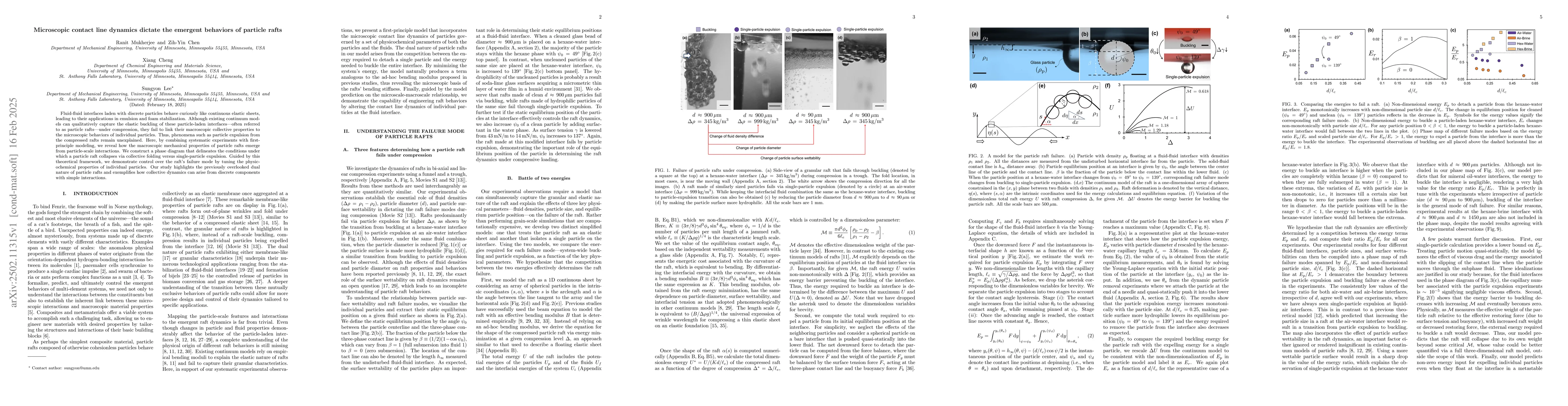 Thumbnail for Microscopic contact line dynamics dictate the emergent behaviors of
  particle rafts