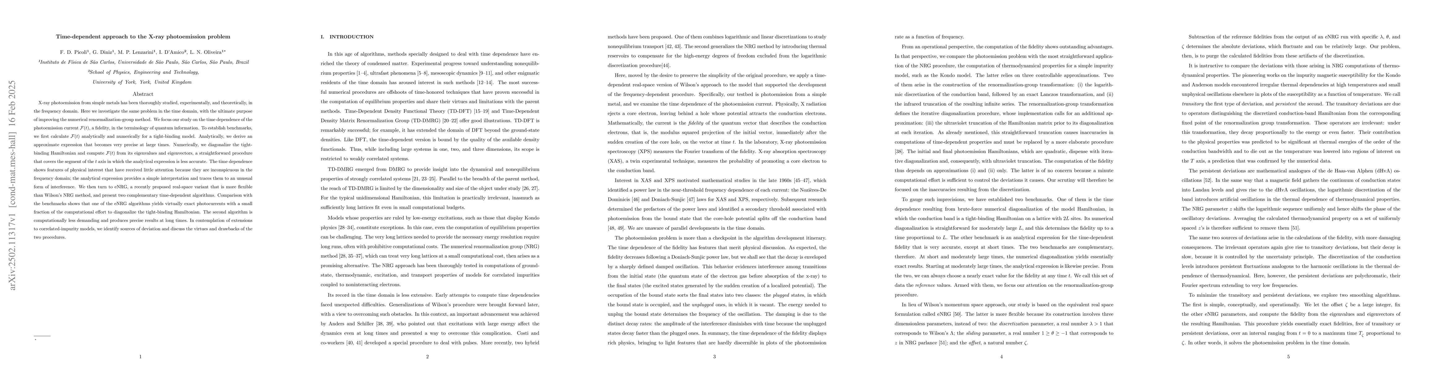 Thumbnail for Time-dependent approach to the X-ray photoemission problem