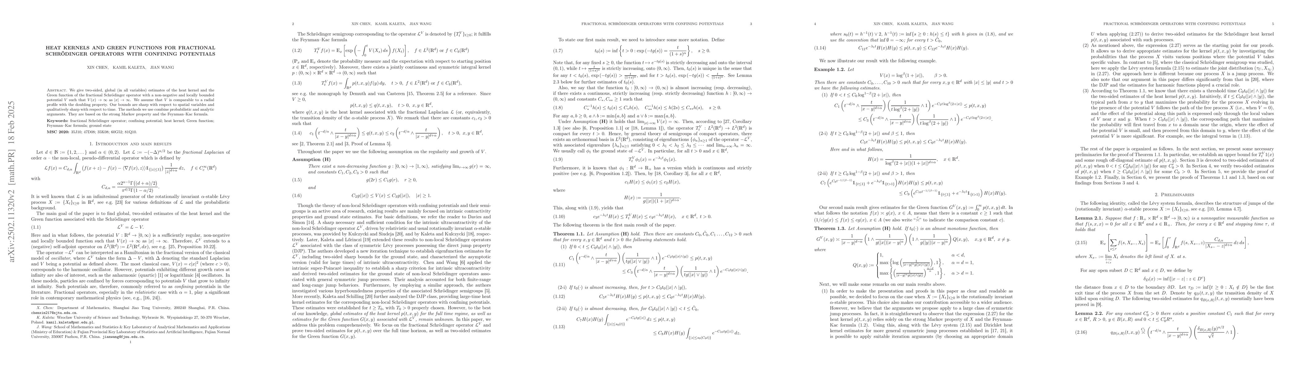 Thumbnail for Heat kernels and Green functions for fractional Schrödinger
  operators with confining potentials