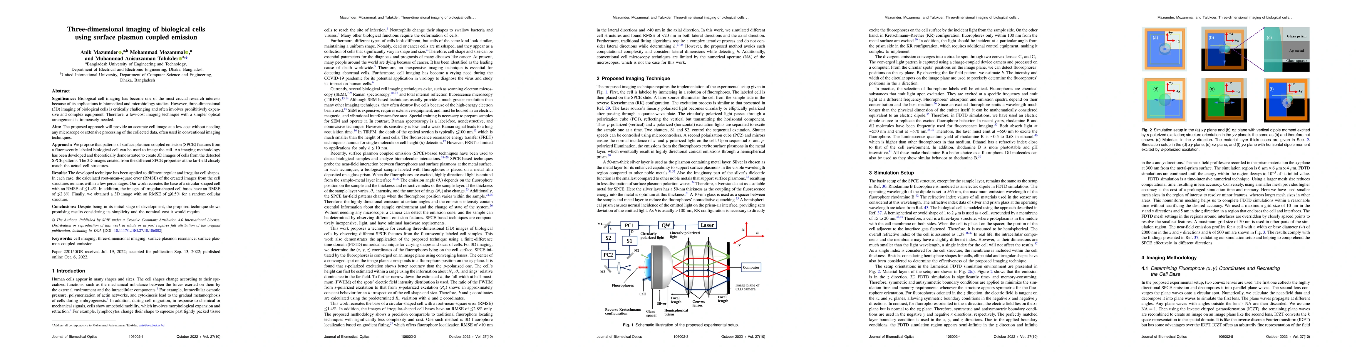 Thumbnail for Three-dimensional imaging of biological cells using surface plasmon
  coupled emission