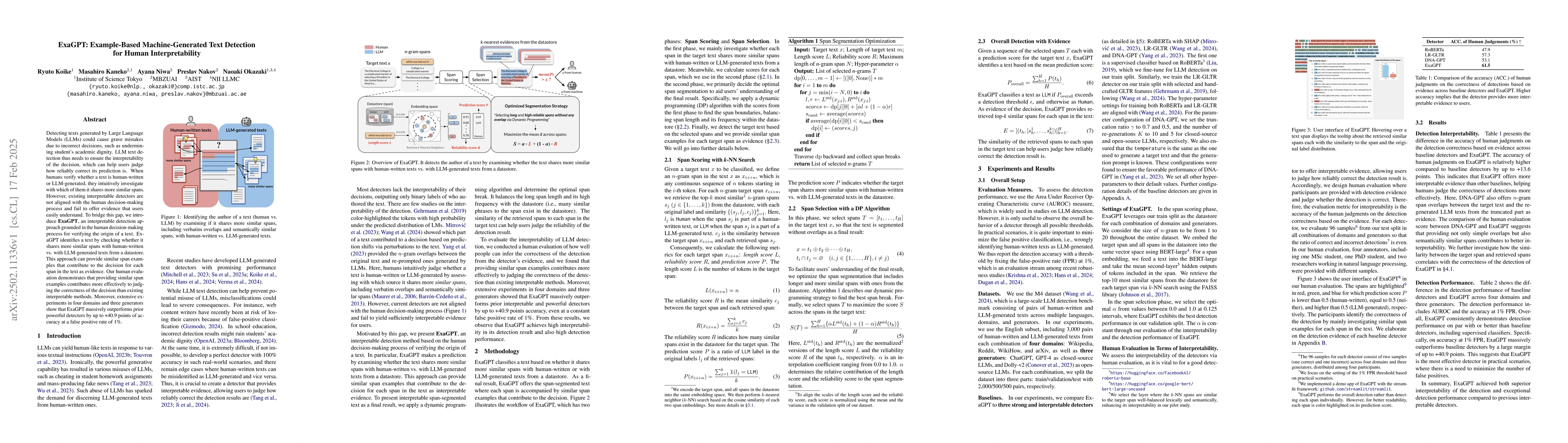 Thumbnail for ExaGPT: Example-Based Machine-Generated Text Detection for Human
  Interpretability