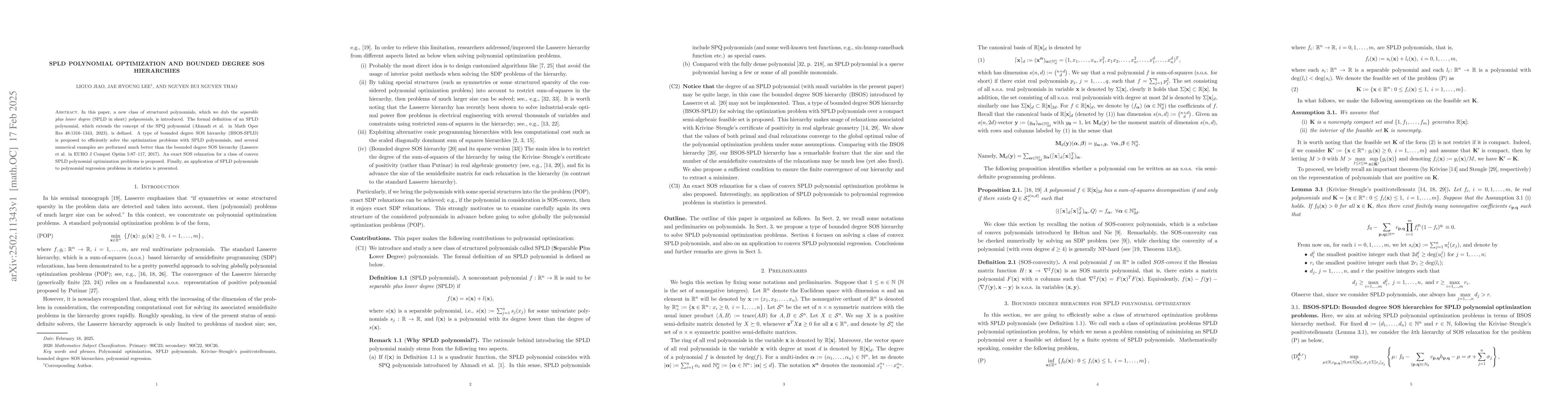Thumbnail for SPLD polynomial optimization and bounded degree SOS hierarchies