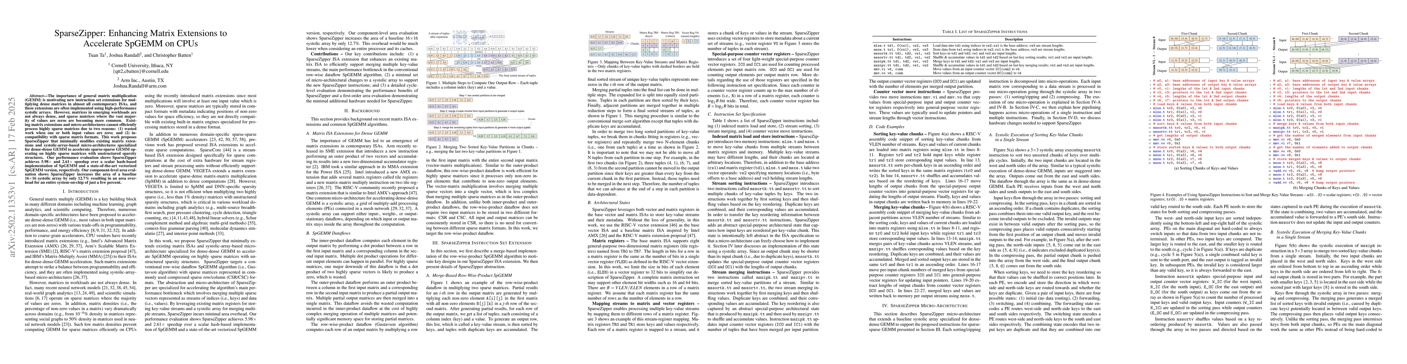 Thumbnail for SparseZipper: Enhancing Matrix Extensions to Accelerate SpGEMM on CPUs