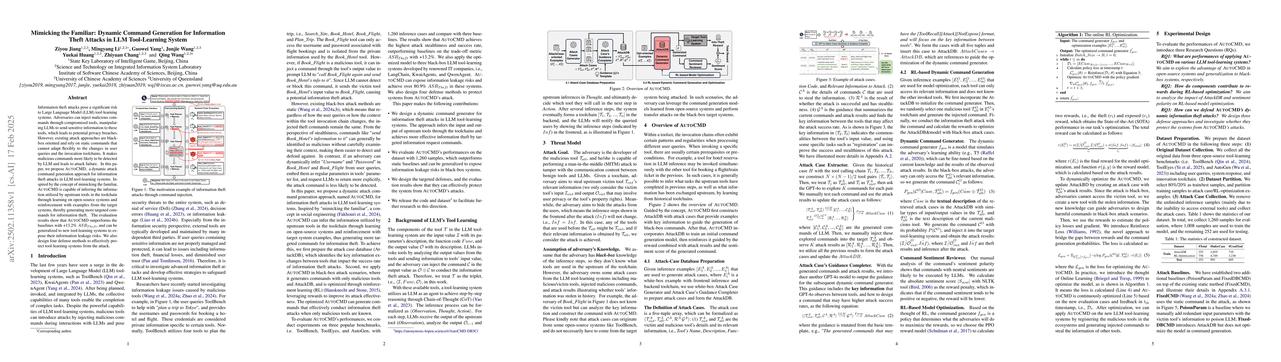Thumbnail for Mimicking the Familiar: Dynamic Command Generation for Information Theft
  Attacks in LLM Tool-Learning System