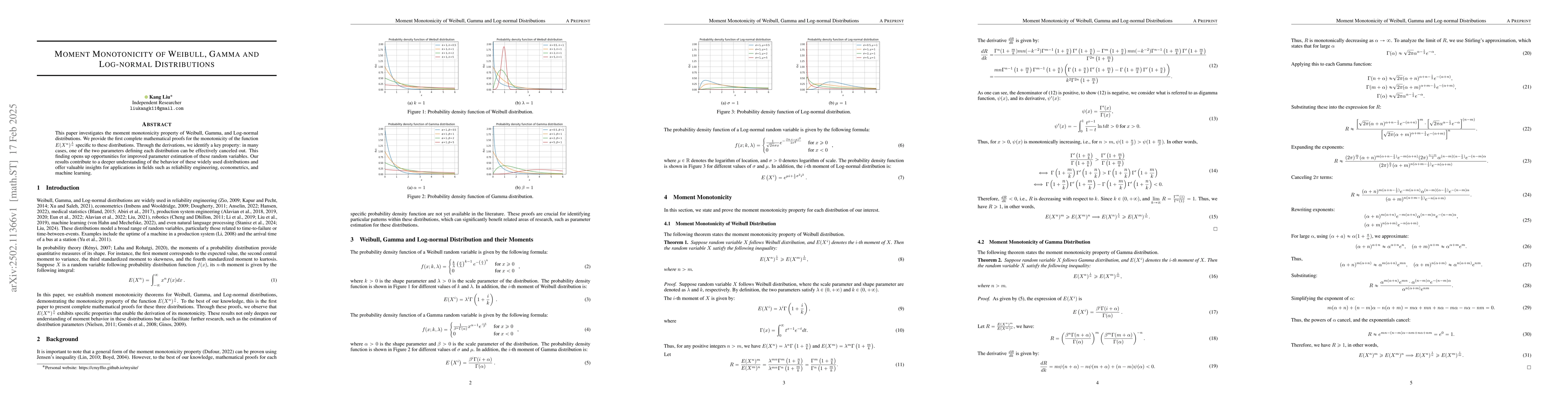 Thumbnail for Moment Monotonicity of Weibull, Gamma and Log-normal Distributions