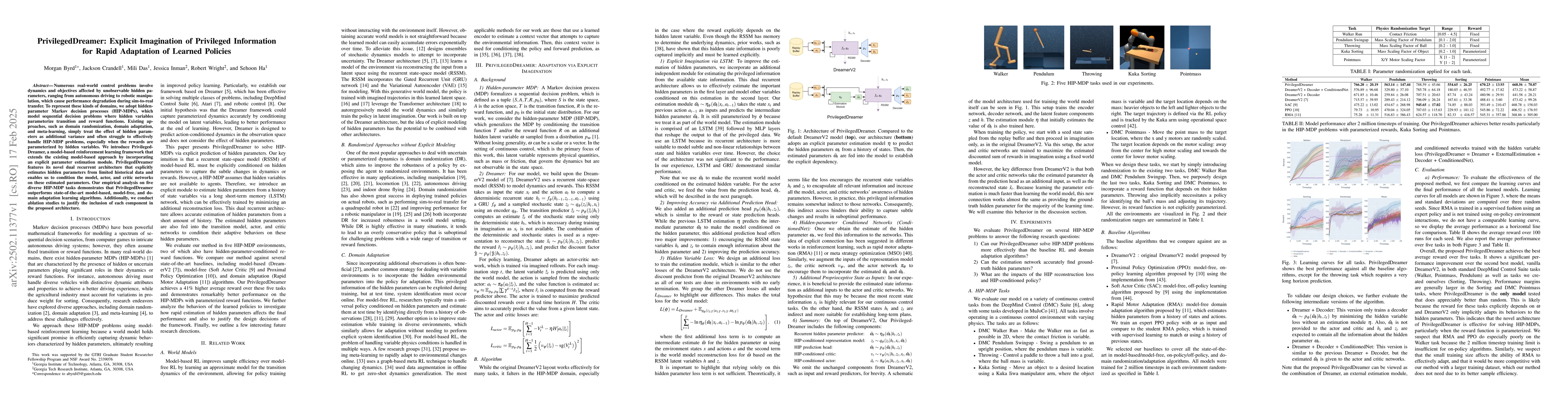 Thumbnail for PrivilegedDreamer: Explicit Imagination of Privileged Information for
  Rapid Adaptation of Learned Policies