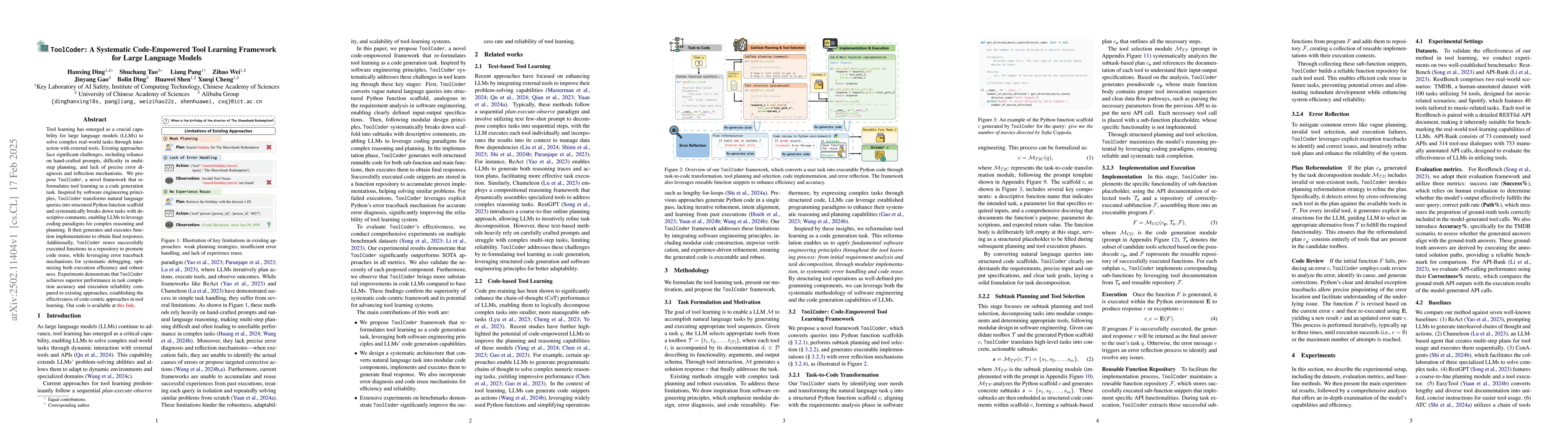Thumbnail for ToolCoder: A Systematic Code-Empowered Tool Learning Framework for Large
  Language Models