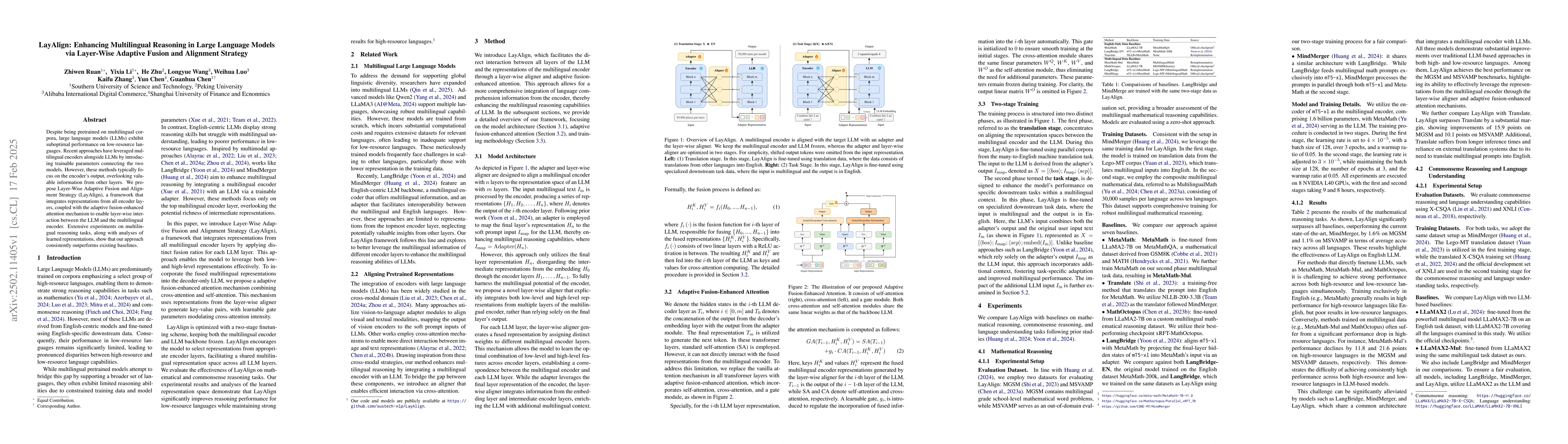 Thumbnail for LayAlign: Enhancing Multilingual Reasoning in Large Language Models via
  Layer-Wise Adaptive Fusion and Alignment Strategy