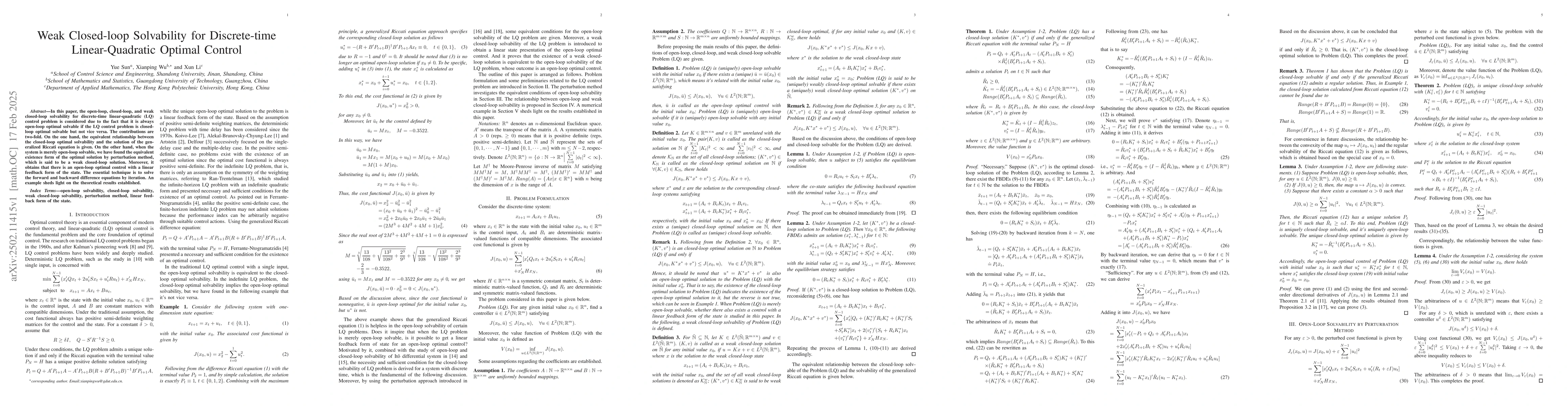 Thumbnail for Weak Closed-loop Solvability for Discrete-time Linear-Quadratic Optimal
  Control