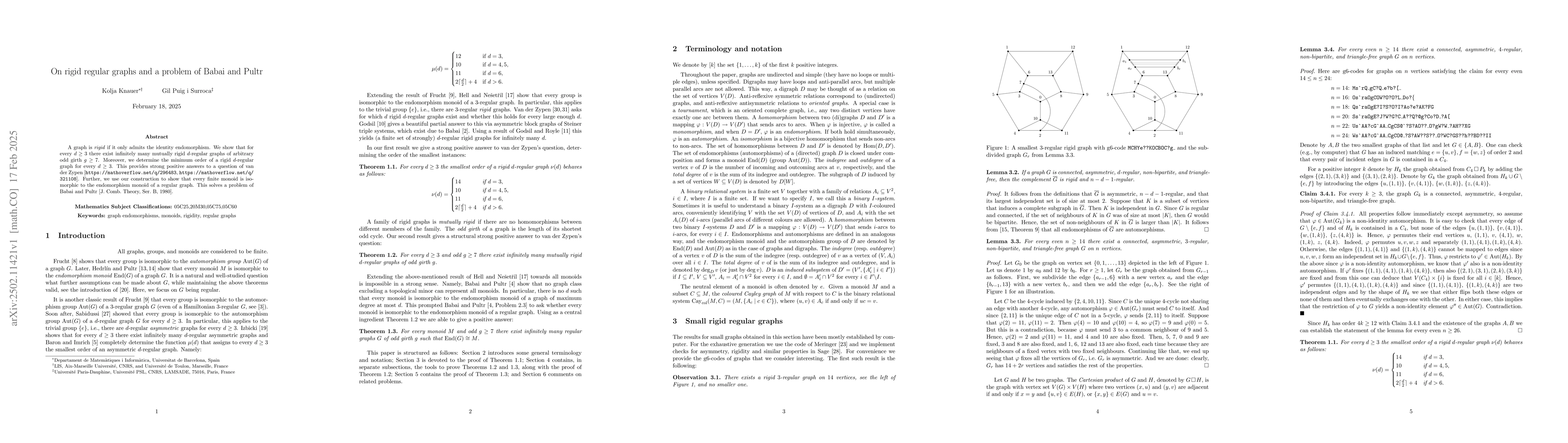 Thumbnail for On rigid regular graphs and a problem of Babai and Pultr