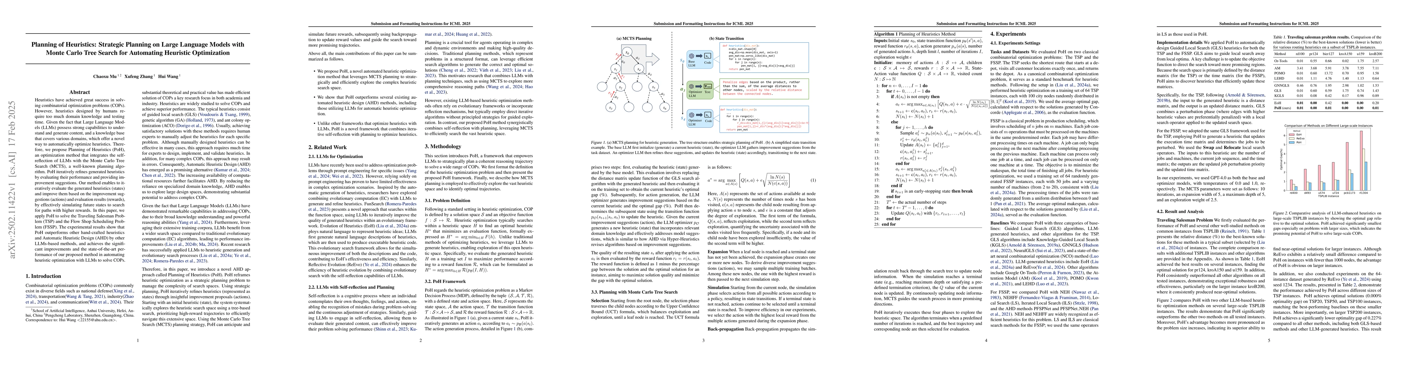 Thumbnail for Planning of Heuristics: Strategic Planning on Large Language Models with
  Monte Carlo Tree Search for Automating Heuristic Optimization
