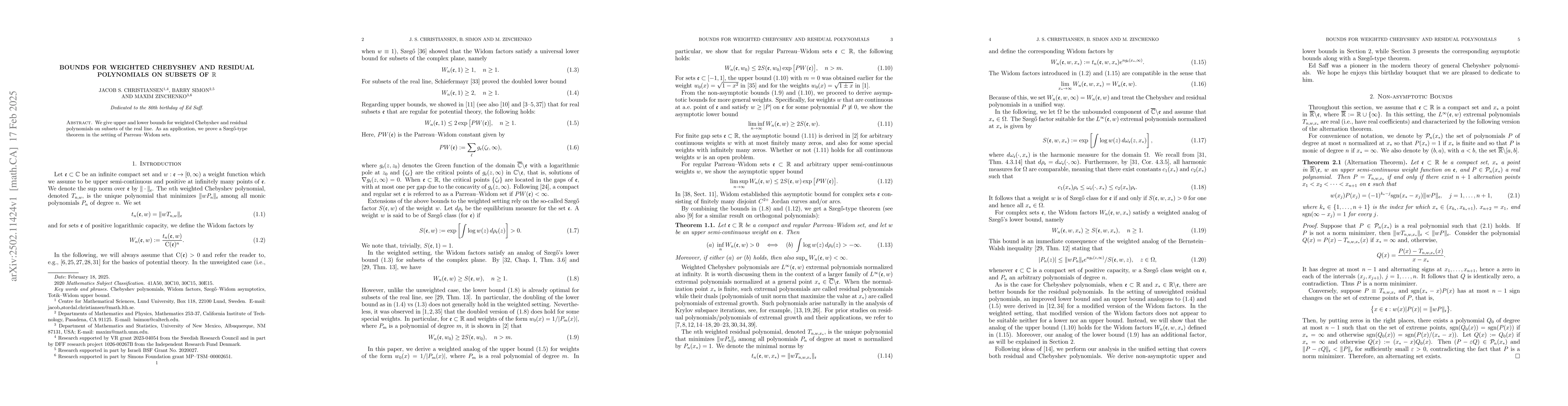 Thumbnail for Bounds for weighted Chebyshev and residual polynomials on subsets of
  $\mathbb{R}$