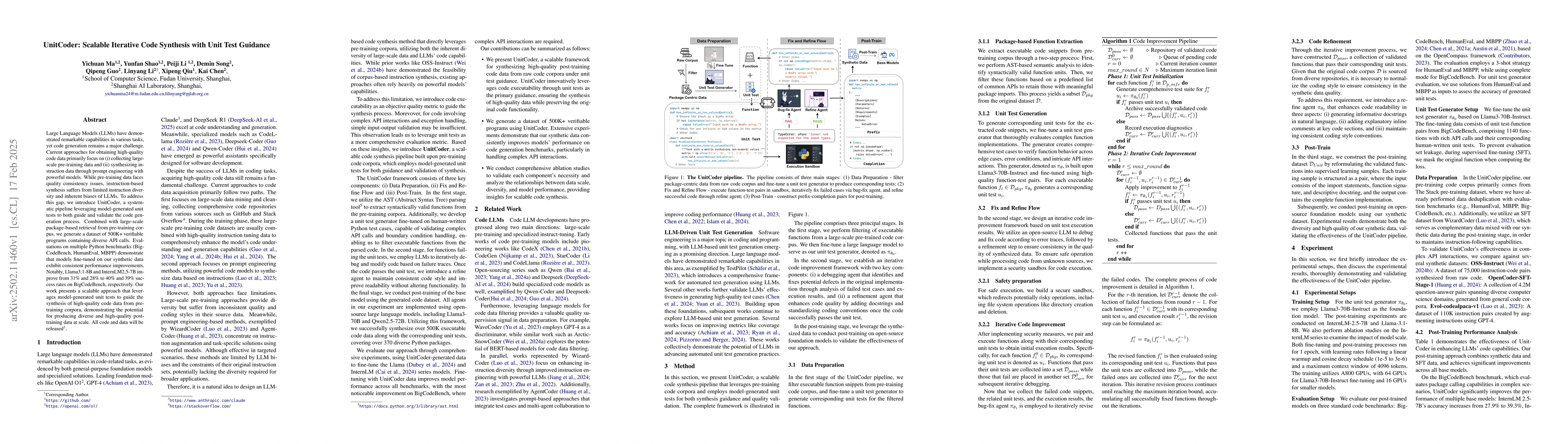 Thumbnail for UnitCoder: Scalable Iterative Code Synthesis with Unit Test Guidance