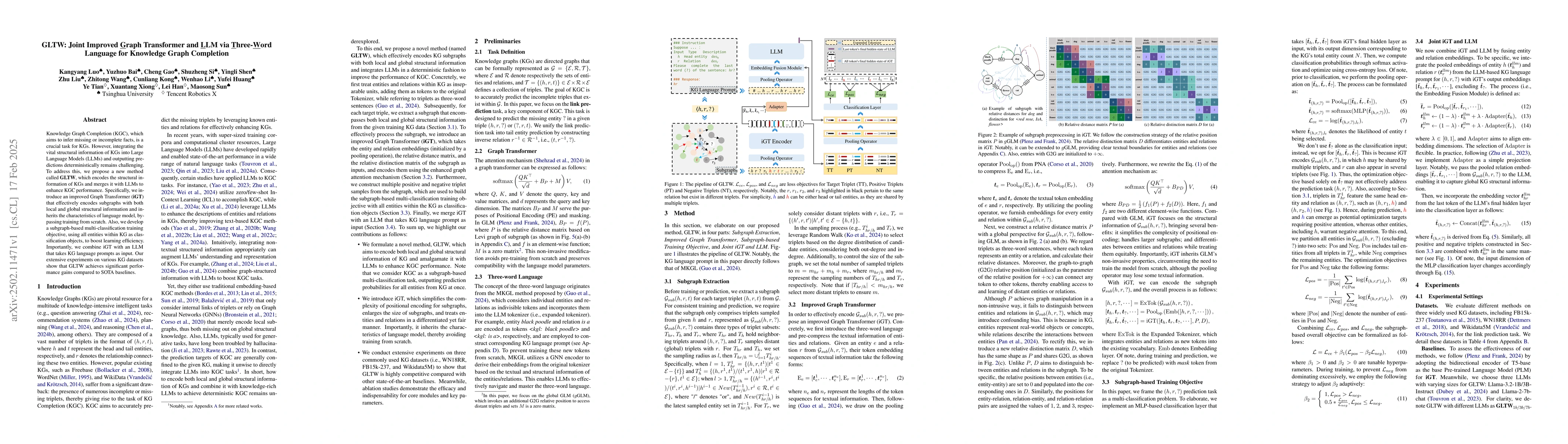 Thumbnail for GLTW: Joint Improved Graph Transformer and LLM via Three-Word Language
  for Knowledge Graph Completion