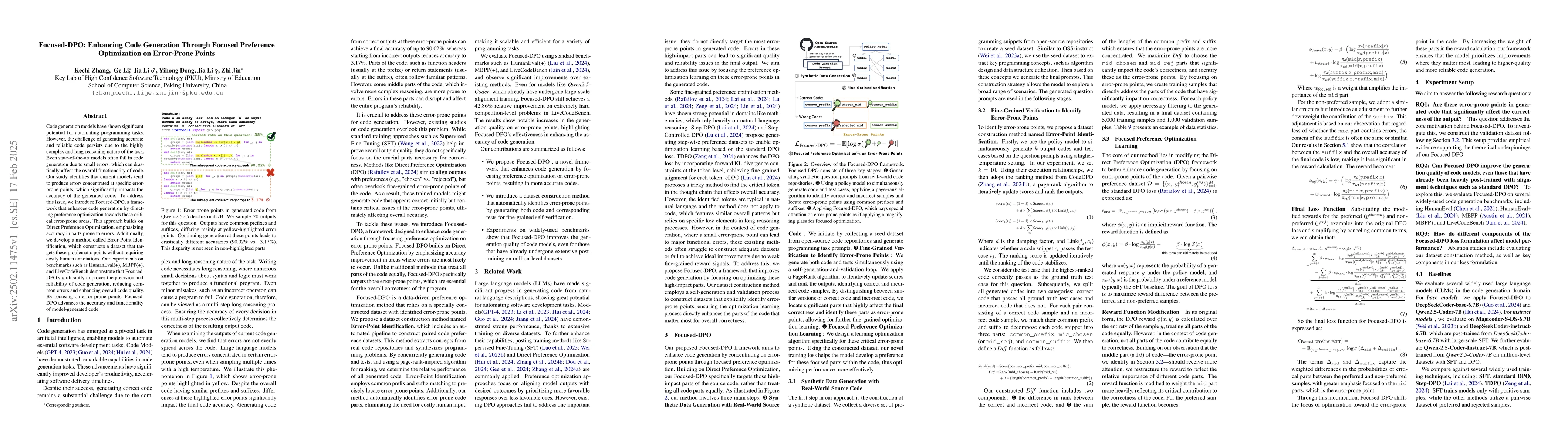 Thumbnail for Focused-DPO: Enhancing Code Generation Through Focused Preference
  Optimization on Error-Prone Points