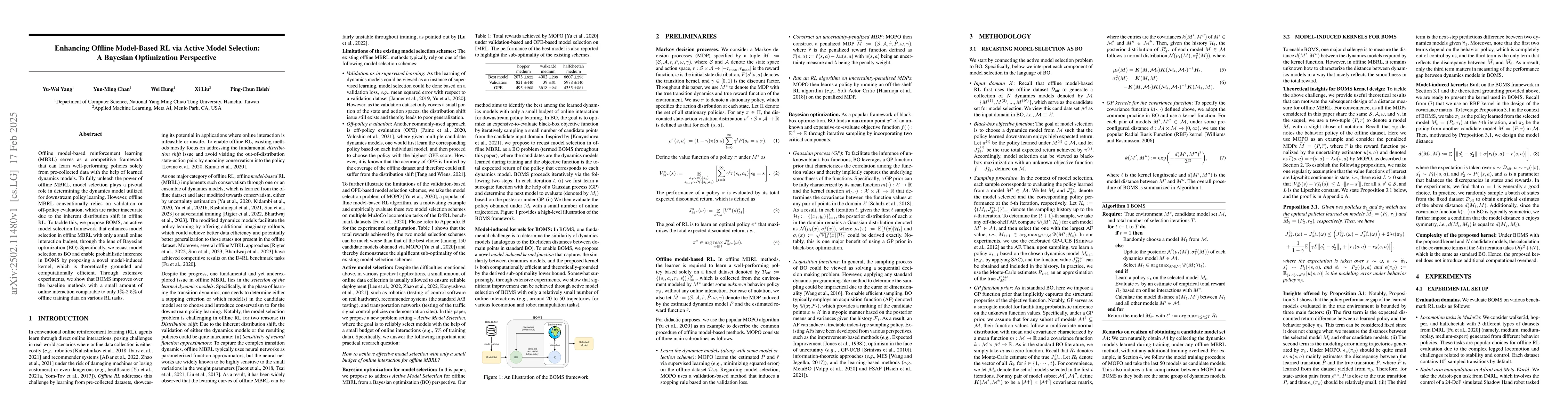 Thumbnail for Enhancing Offline Model-Based RL via Active Model Selection: A Bayesian
  Optimization Perspective