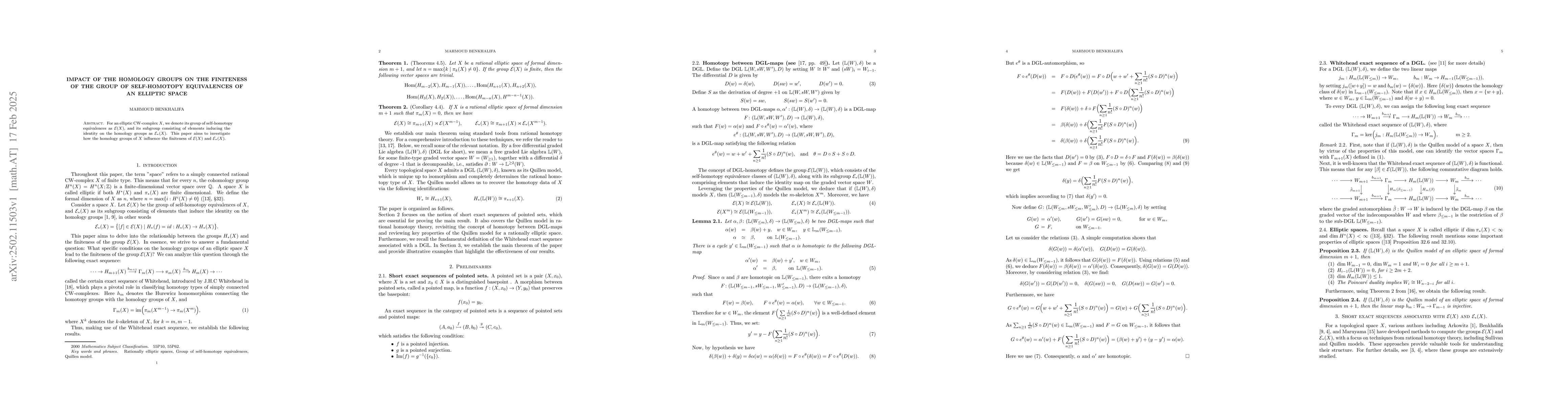 Thumbnail for Impact of the Homology Groups on the Finiteness of the group of
  Self-Homotopy Equivalences of an Elliptic Space
